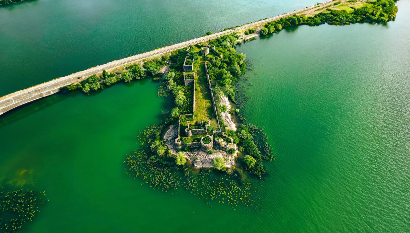 Lesendro Fortress aerial view on Skadar Lake